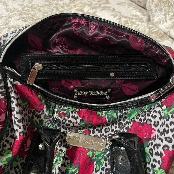Betsey Johnson Red and Green Floral Tote - Picture 4 of 4